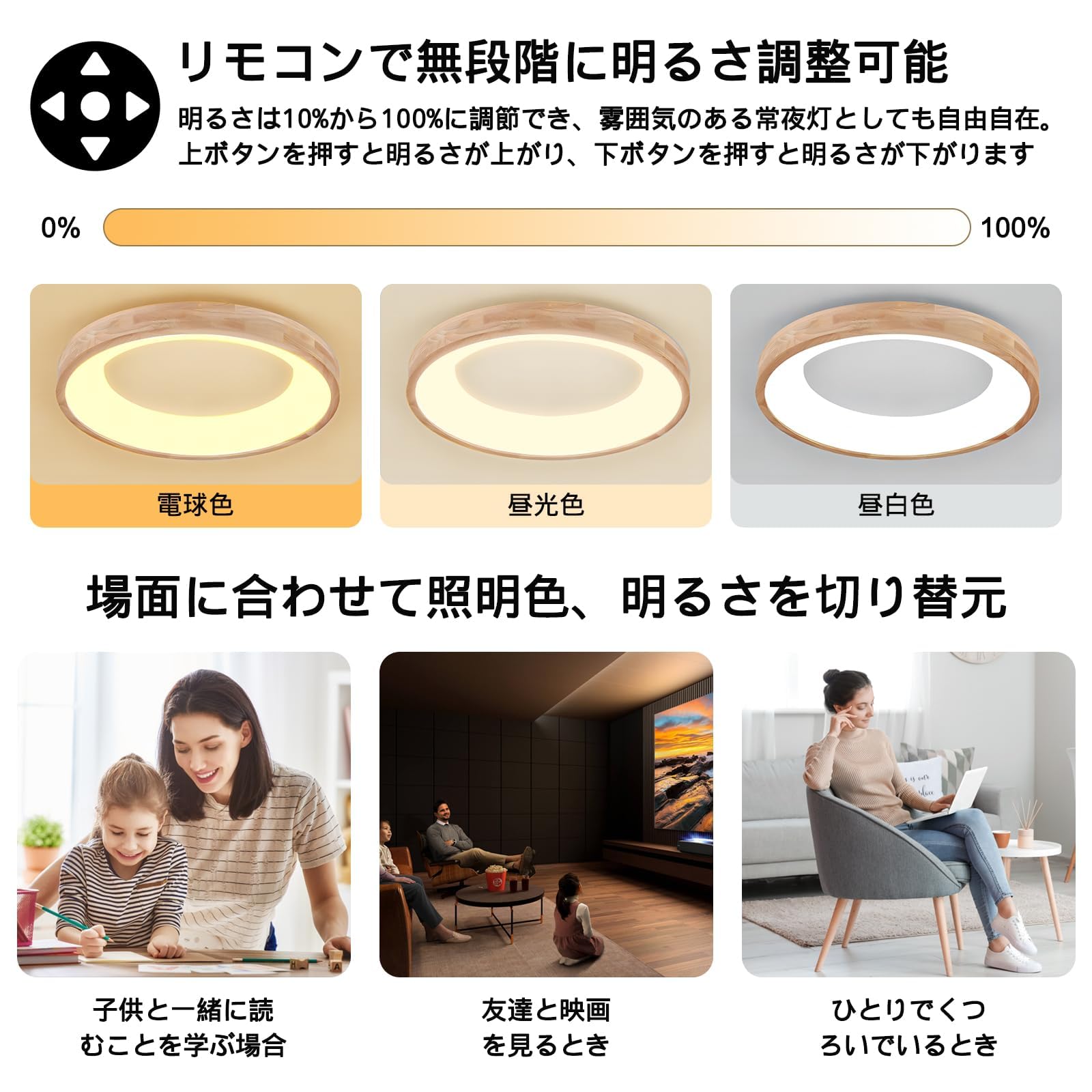 Amazon.co.jp : Lobpor LED シーリングライト 天然木 6畳8畳 調光調色