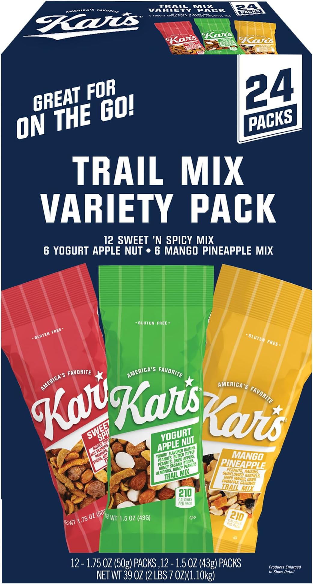 Kar’s Nuts Variety Pack Trail Mix Snacks -Yogurt Apple Nut, Mango Pineapple Mix, Sweet ‘N Spicy – Grab & Go Bags, Individual Snack Packs (Pack of 24), Gluten-Free Trail Mix Snack