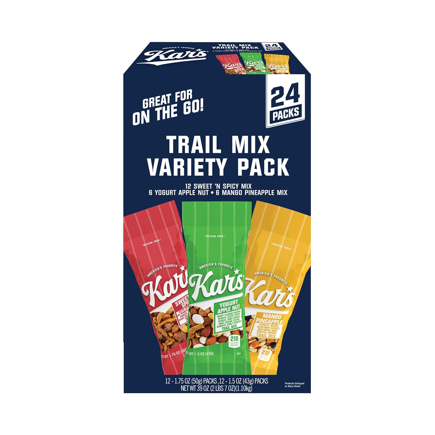 Kar’s Nuts Trail Mix Variety Pack (24 Count): Yogurt Apple Nut, Mango Pineapple, Sweet 'N Spicy - Gluten-Free Individual Snack Packs