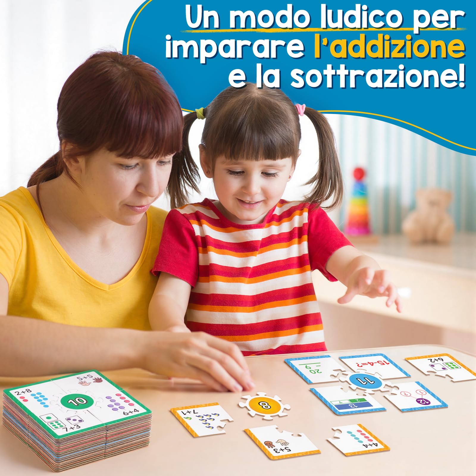 Giochi educativi di matematica per bambini dai 5 ai 7 anni, giocattoli di matematica, apprendimento conteggio, giochi di addizione e sottrazione, attività educative per l'asilo e la scuola, per