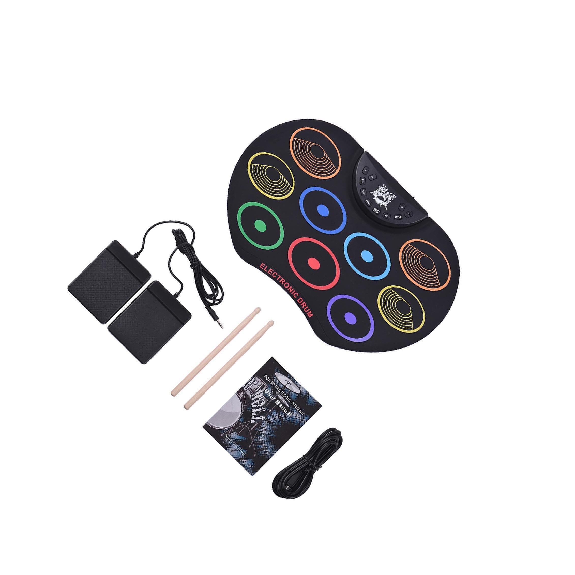 5 Baterías electrónicas compactas y portátiles, kits de batería, máquina de práctica con pads, múltiples funciones, salida de audio, máquina de pads digitales,