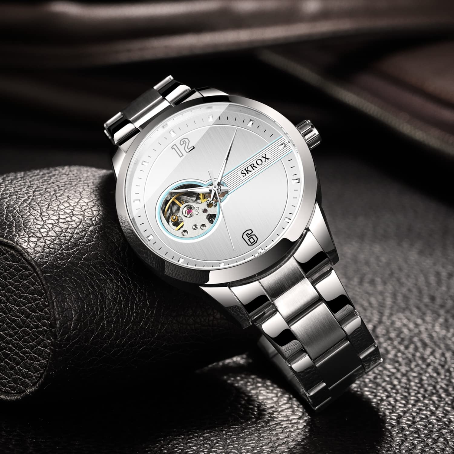 FORSINING Mechanische Tourbillon-Herren-Armbanduhr, Automatik-Armbanduhr mit Edelstahlarmband, 4-silber, Mechanisch