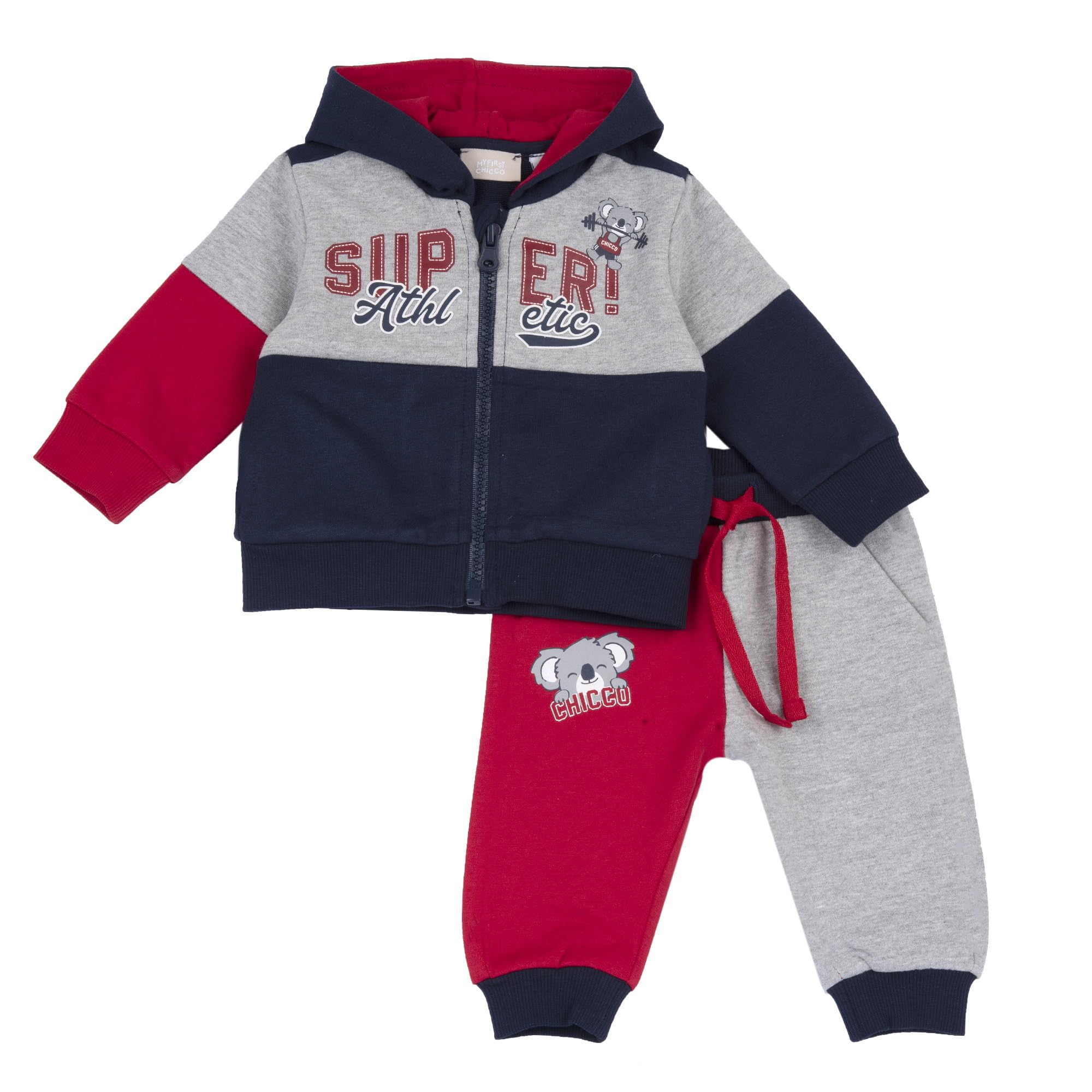 Chicco, Completo tuta due pezzi: felpa con zip e pantaloni, Niños, Rosso, 6M, Diseñado en Italia