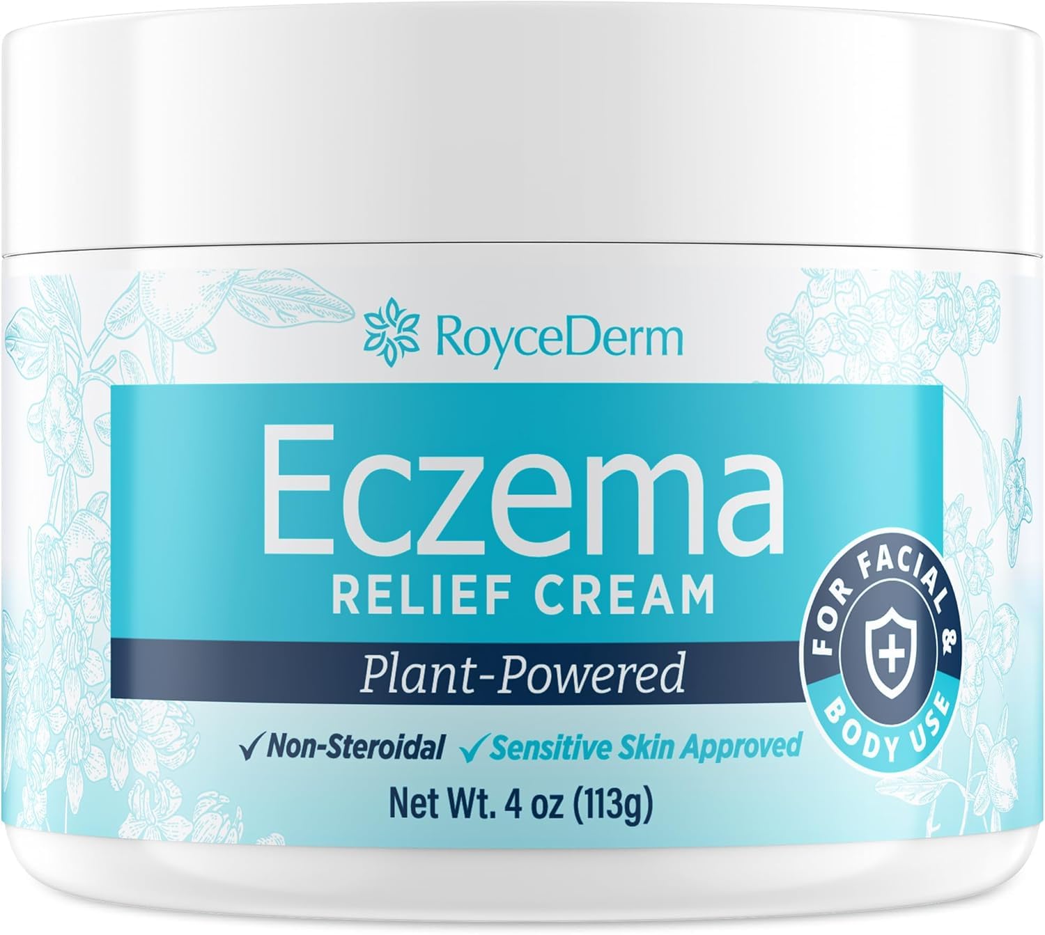 Roycederm Eczema & Psoriasis Cream for Dry, Itchy Skin – Moisturizer for Sensitive Skin, Eczema, Psoriasis & Dermatitis – 1% Colloidal Oatmeal + Ceramides – Steroid-Free for Adults, Kids & Babies