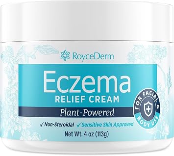 Roycederm Eczema & Psoriasis Cream for Dry, Itchy Skin Moisturizer for Sensitive Skin, Eczema, Psoriasis & Dermatitis 1% Colloidal Oatmeal + Ceramides Steroid-Free for Adults, Kids & Babies