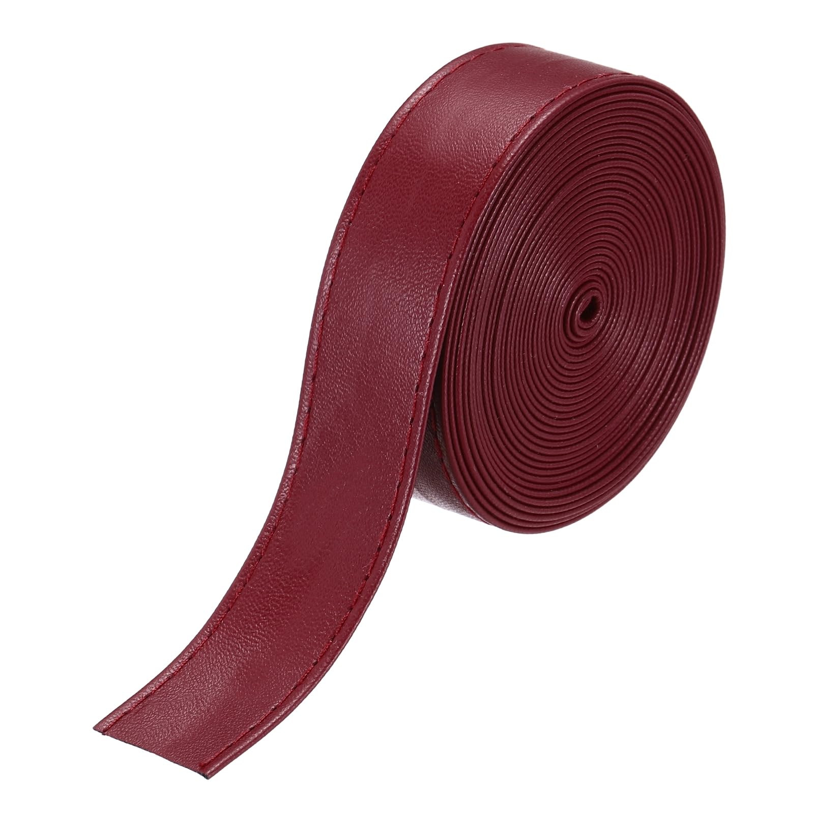sourcing map 3.3Yard/3m Double Sided PU Leather Strap, 0.79 Inches Wide Flat Leather Strips Cord String for Clothing Bag DIY Craft Making, Wine Red