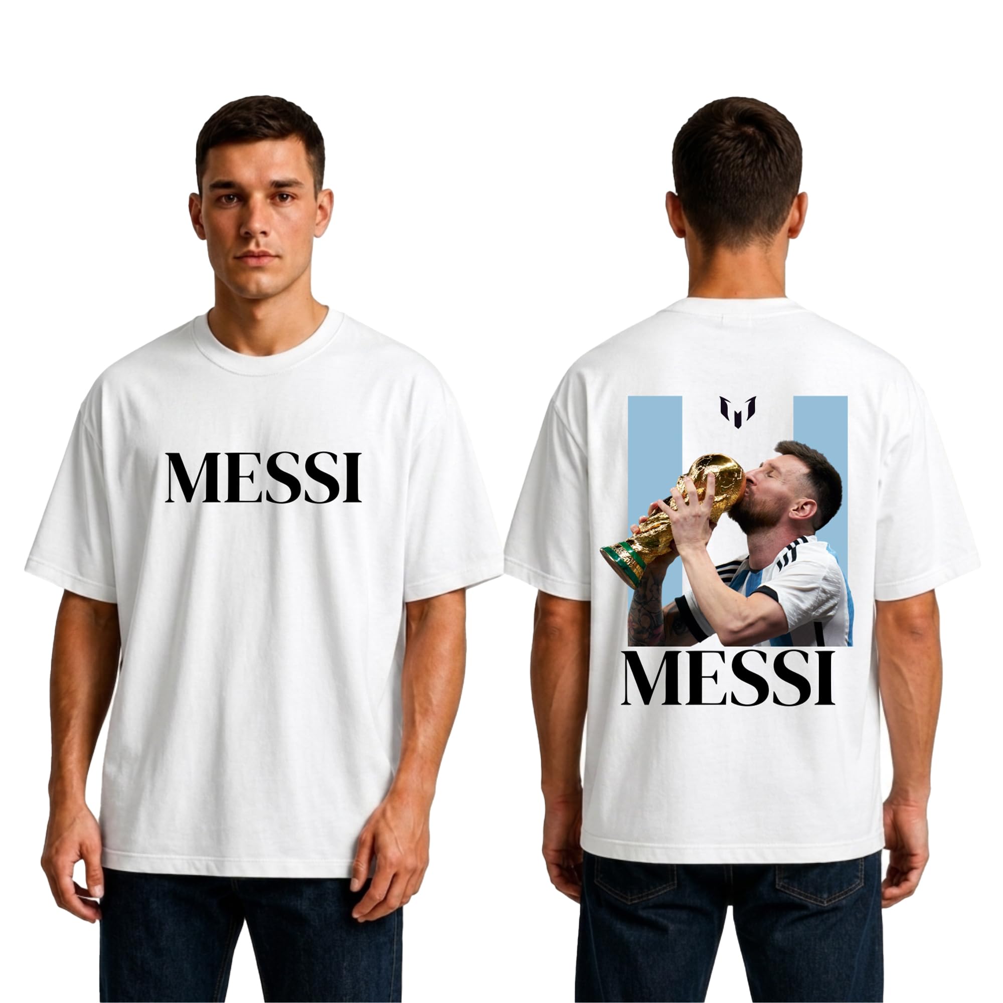 Messi Oversized OffWhite Tshirt for Men and Women Drop Shoulder Unisex Baggy Loose Fit Cotton T-Shirts-image-36