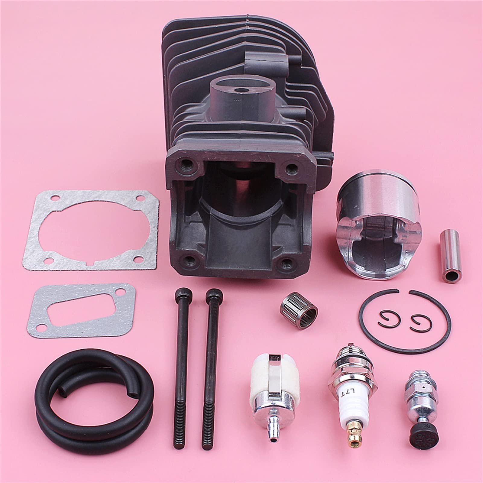Kit de pistón de cilindro de 42 mm, for Husqvarna 340 345 Línea de filtro de combustible Junta de rodamiento Válvula de descompresión Pieza de reemplazo de motosierra Pistón de cilindro de jar