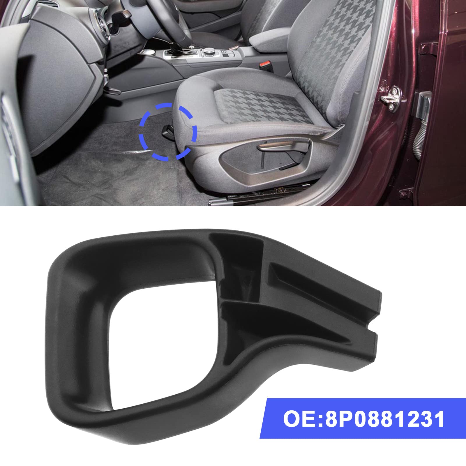 Sitzverstellhebel Vorne Links 8P0881231 Kompatibel mit A3 S3 8P TT TTS TTRS 8J R8 Ersatz Autositz Entriegelungsgriff ABS Schwarz