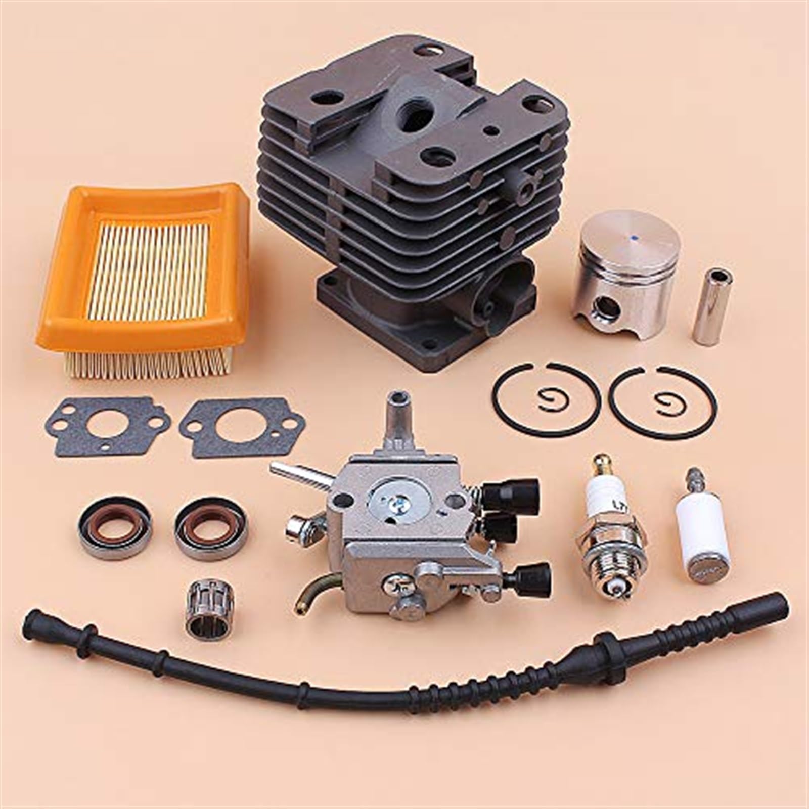 Wivplex Kit tubo flessibile del carburante filtro aria carburatore pistone cilindro da 35 mm, for STIHL, FS120 FS250 FS250R FS200 FS200R Trimmer Decespugliatore Parti Strumenti per la pulizia dell'ari