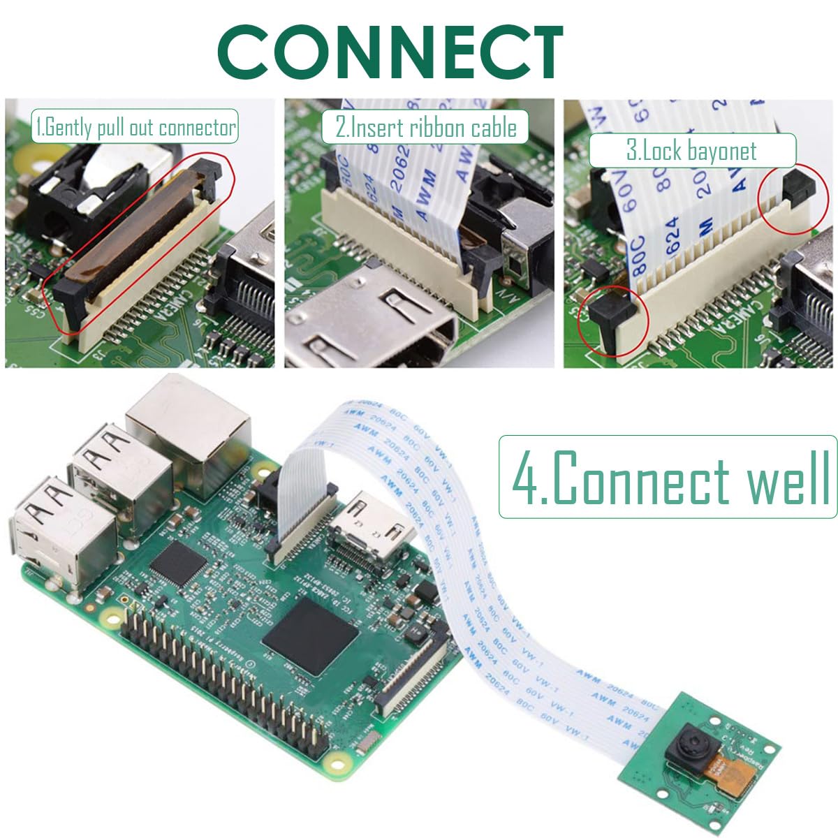 do Raspberry Pi Camera Module Kit, CSI Mini Camera Video Module 1080P 5MP Webcam Support OV5647 z Clear Stand, dla Raspberry Pi Model A/B/B+, Pi 2 i Raspberry Pi 3, Pi Zero/Zero W