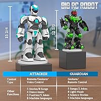 Vista 14 de STEMTRON Juguetes robot para niños, robot programable de control remoto con detección de gestos, control de voz y cara LED, 15 3/4 pulgadas (azul)