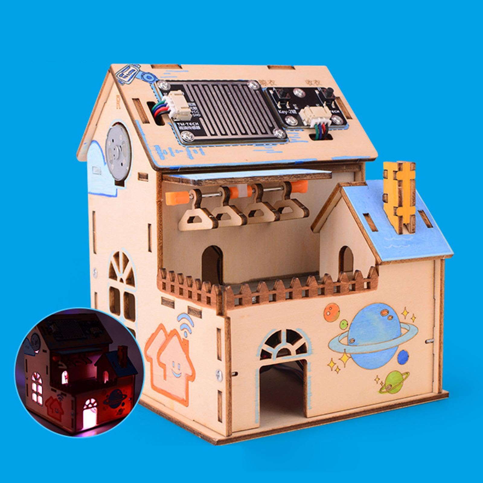 Kit Electrónico DIY para El Hogar con Tendedero Inteligente, Fácil de Ensamblar, Ideal como Material Didáctico para Niños Y Niñas en Edad Escolar a Pa