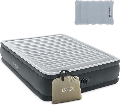 Intex - Colchón de aire Queen con bomba integrada, 18 pulgadas de alto Dura-Beam Deluxe Comfort Plush Queen con almohada inflable Wholesalehome para