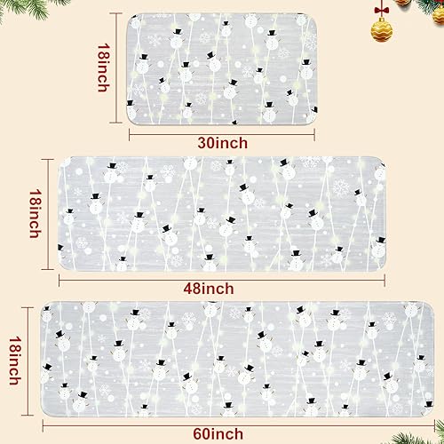 Miniatura 3 de ASPMIZ Juego de 3 alfombras y tapetes de cocina de Navidad, juego de 3 alfombras de cocina con copos de nieve, tapetes de cocina antideslizantes de