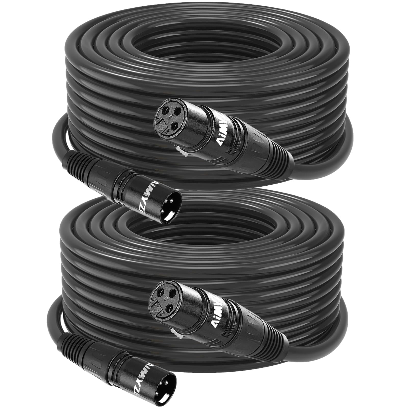 Cavo XLR per microfono da 15 m, confezione da 2 cavi bilanciati di alta qualità, conduttori in rame puro maschio a femmina, cavo per microfono XLR a 3 pin