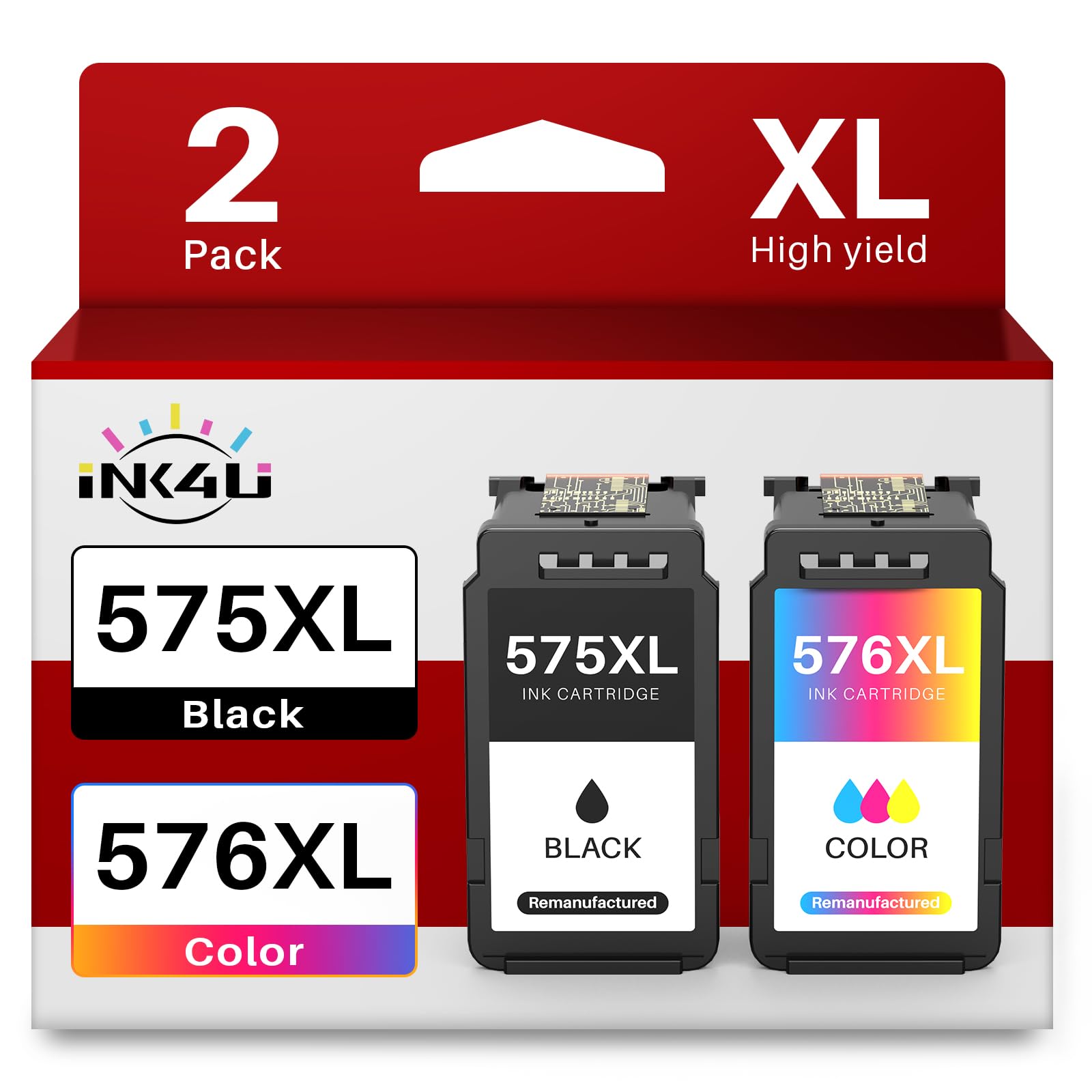 INK4U Cartucce PG-575XL CL-576XL Compatibili per Canon 575 576 PG575 XL CL576 XL Compatibili per PIXMA TR4755i TR4756i TS3752i TS3751i TS3550i TS3551i TS3750i TR4750i TR4751i Stampanti