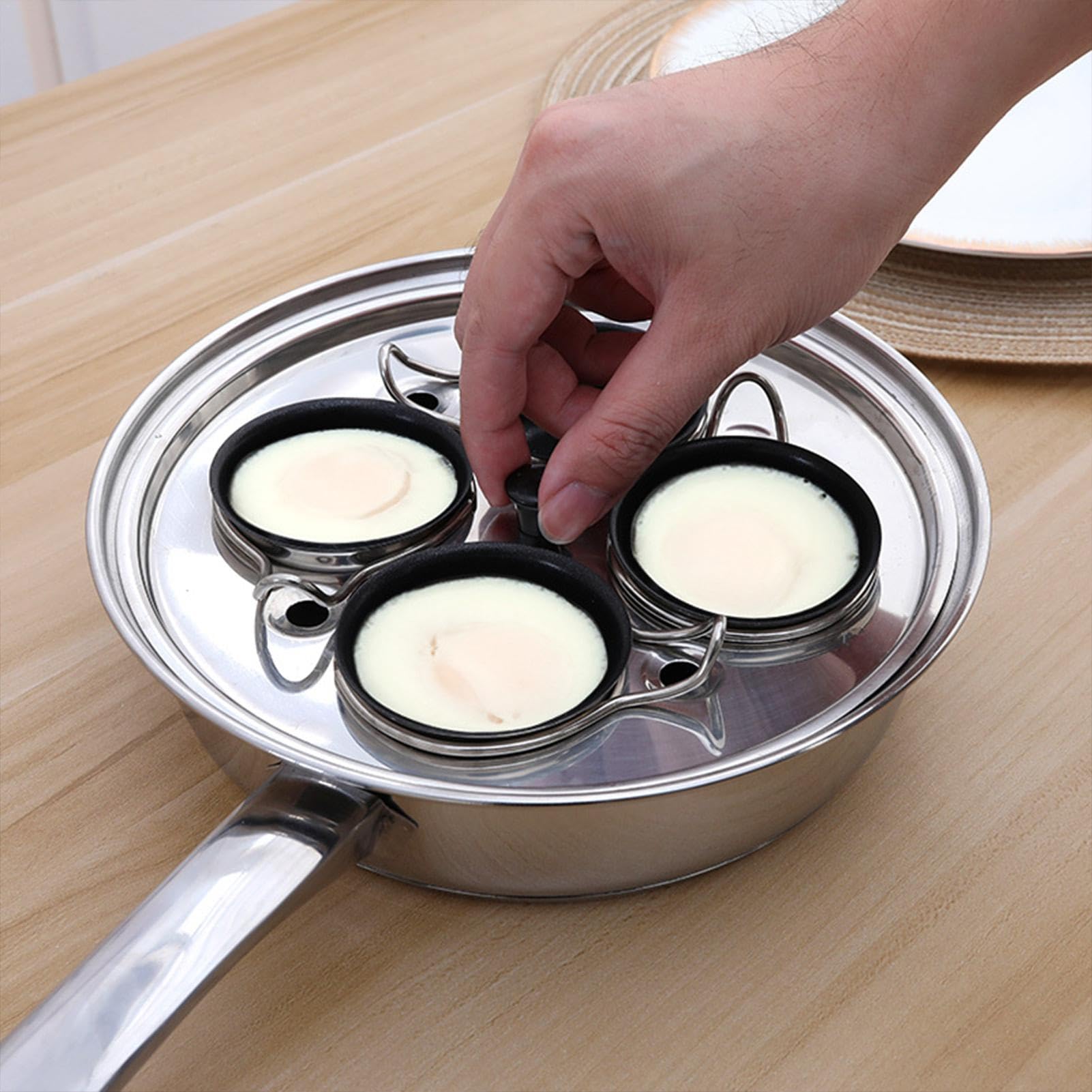 Cacerola para huevos escalfados,Olla para huevos cocidos | Sartén para carne con caldera de huevos - Sartén 2 en 1, olla para huevos escalfados para desayuno, brunch, almuerzo y cena