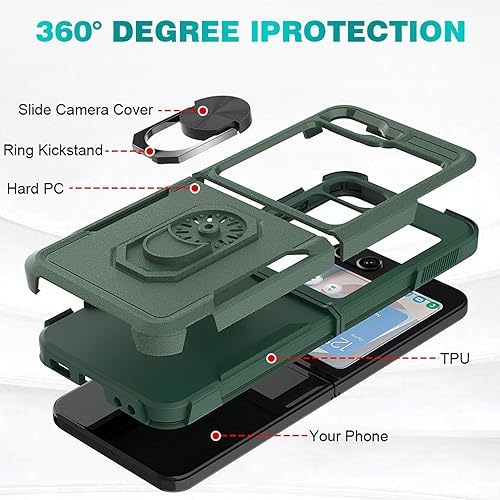 Miniatura 10 de Ailiber Funda para teléfono Galaxy Z Flip 5, funda Samsung Galaxy Z Flip5 con protector de pantalla, soporte de anillo para montaje magnético de