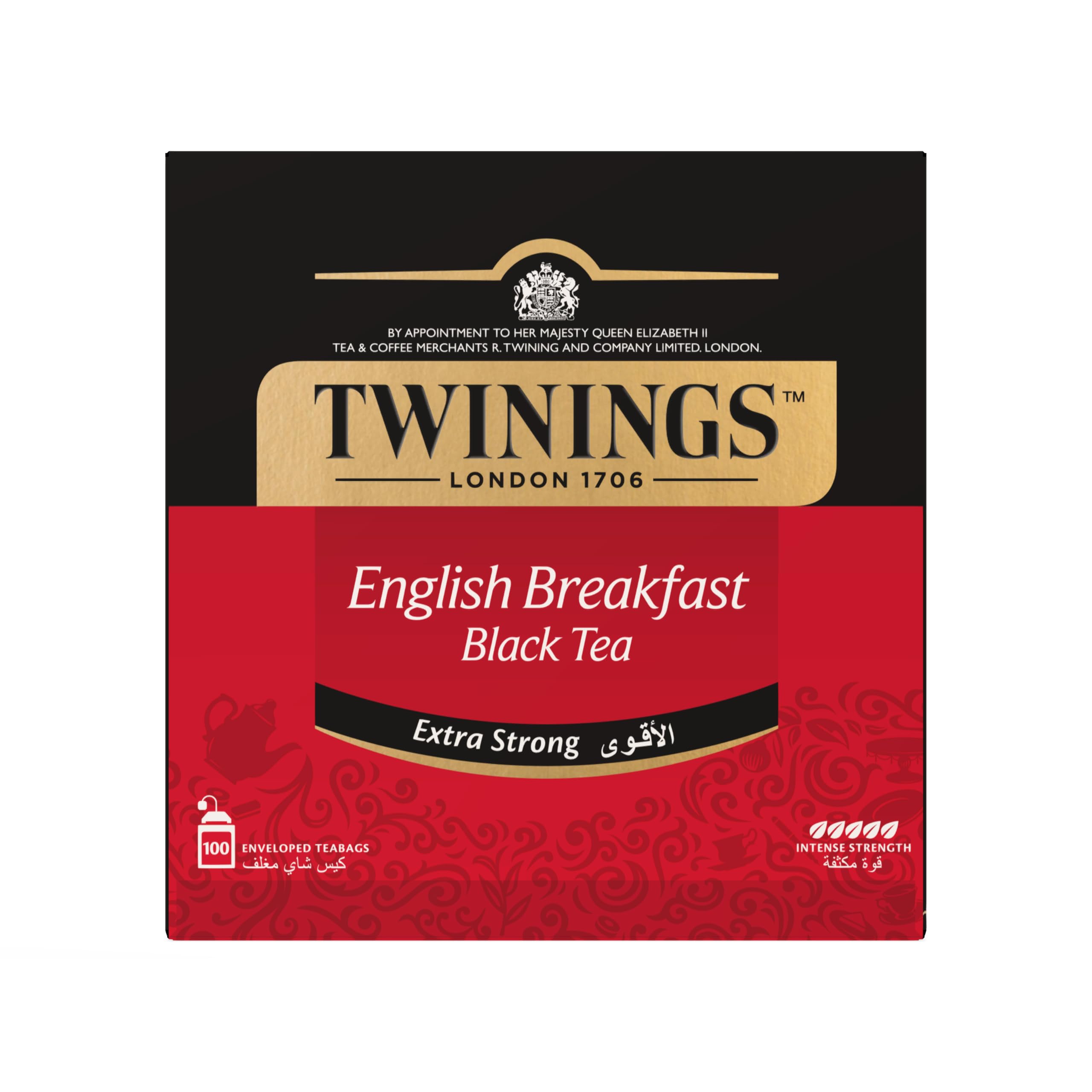 English Breakfast Extra Strong Black Tea, Individual Luxury Tea Bags, Lively and Bold Flavour, 100 Tea Bags