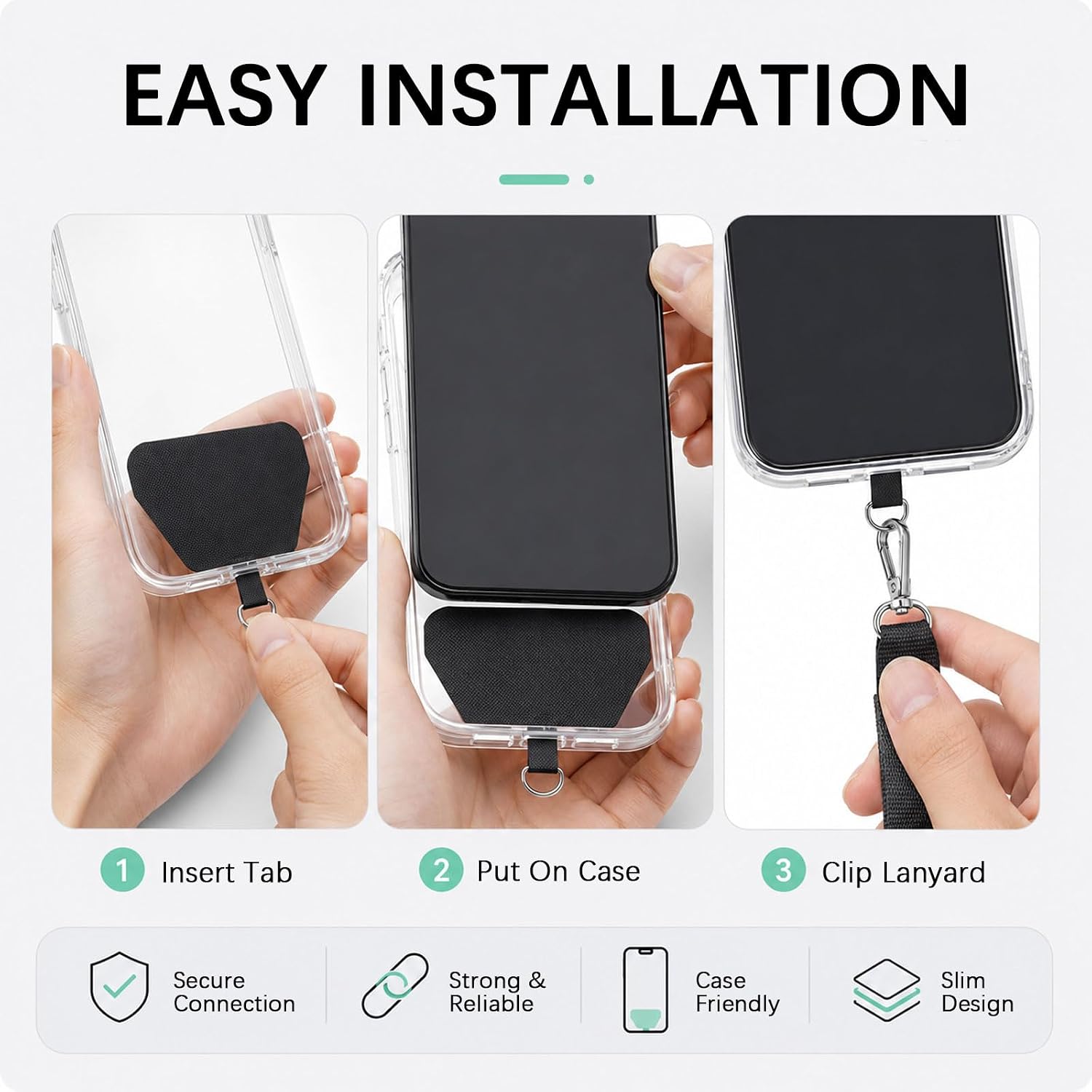 Rosmas Universal Phone Lanyard, Adjustable Mobile Neck Strap,Compatible with iPhone Android Smartphones