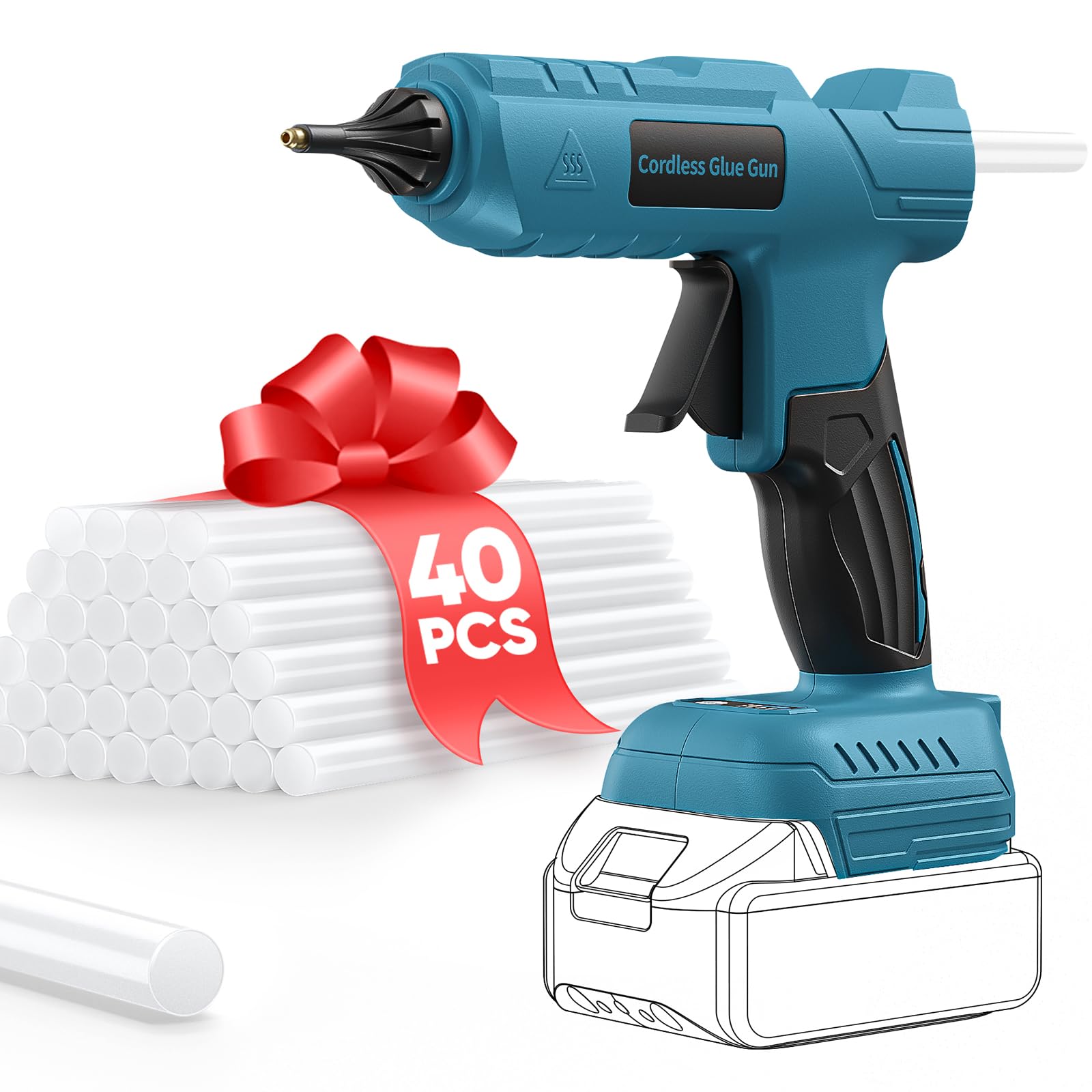 100 W accu-lijmpistool, compatibel met Makita BL1860B, BL1850B, BL1840B, BL1830B, 18 V accu, snel opwarmen, lijmpistool met 12 stuks lijmpistool voor doe-het-zelf (zonder accu, oplader 100 W accu-lijmpistool, compatibel met Makita BL1860B, BL1850B, BL1840B, BL1830B, 18 V accu, snel opwarmen, lijmpistool met 12 stuks lijmpistool voor doe-het-zelf (zonder accu, oplader