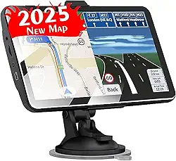 Navegador GPS para carro 2,5D 2024, tela sensível ao toque de 17,8 cm, GPS de caminhão, motoristas comerciais, comandos de voz real, direção de giro, alerta de câmera de velocidade de aviso de