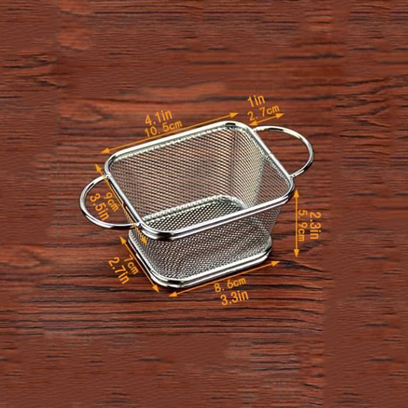 JUNXIAN Deep Frying Basket Stainless Steel French Fries Fried Basket Kitchen Cooking Tools Grease Filter Basket Deep Frying Skimmer Square Fryer Frying Net
