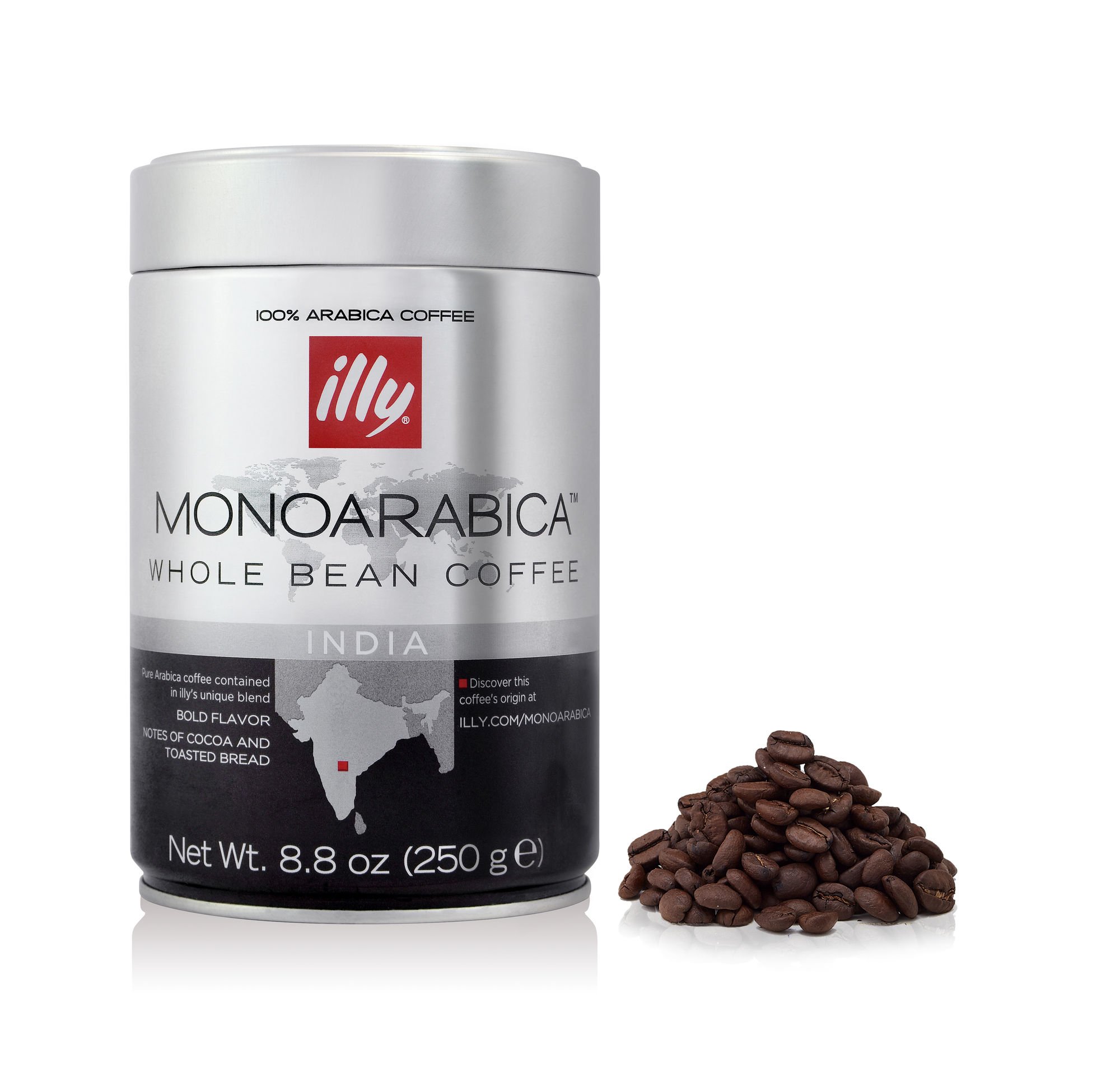 illy Monoarabica India Whole Bean Single Origin Coffee, 8.8 Ounce