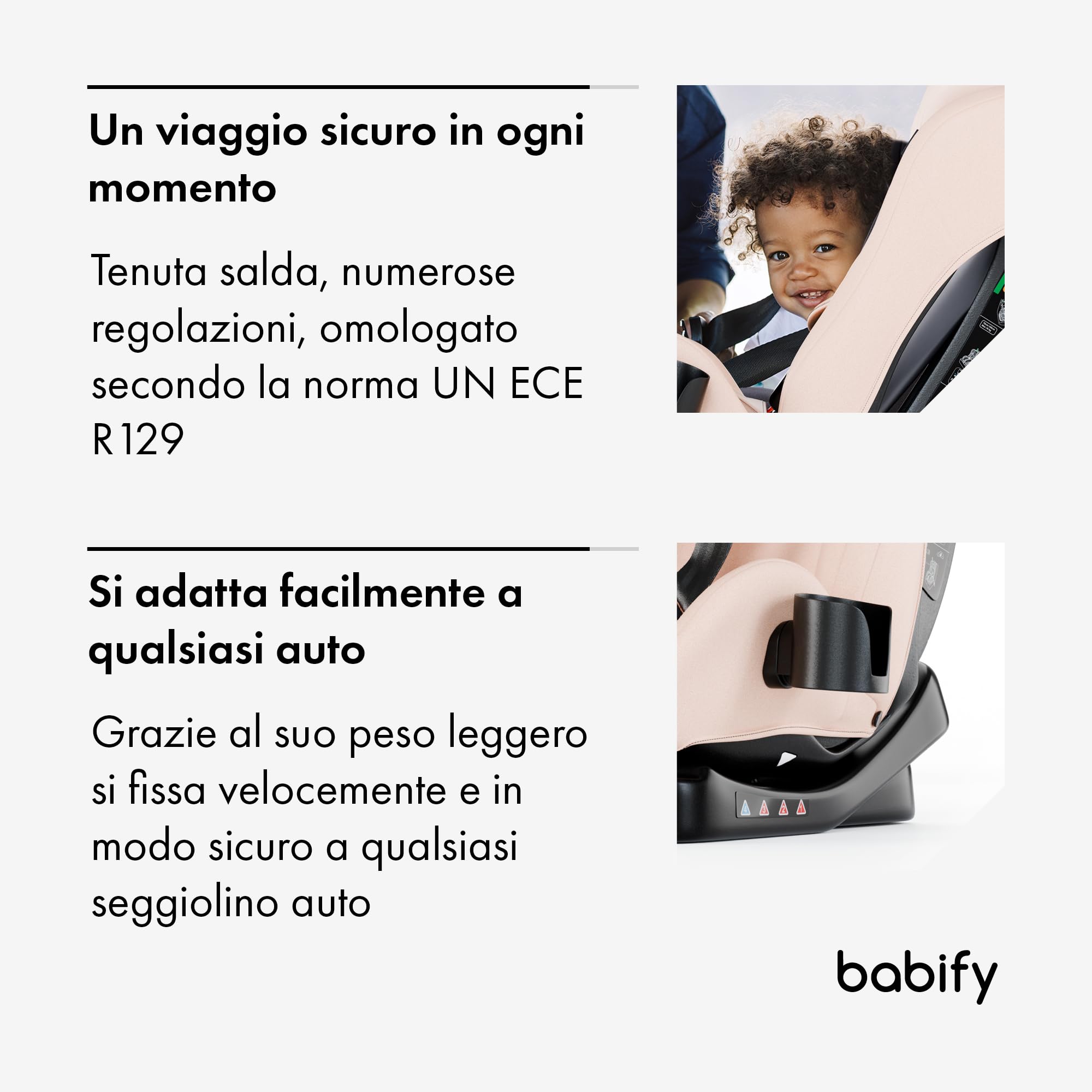 Babify Seggiolino Auto, Seggiolone Auto per Bambini da 40 a 150 cm, Seduta Auto Bimbi 3 in 1 Regolabile e Reclinabile, Seggiolino Auto Portatile, Resistente, Sicuro, Seggiolino Neonati Confortevole