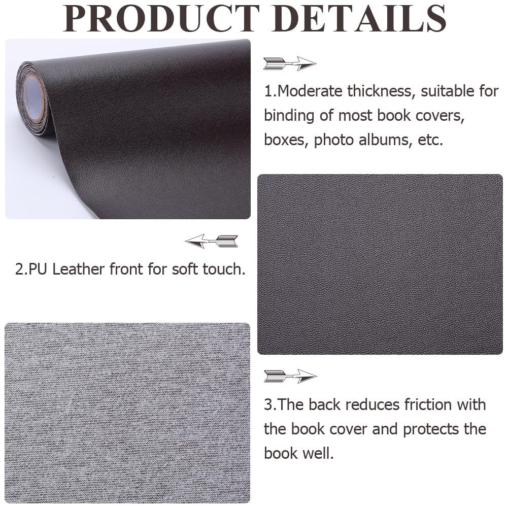 CRASPIRE 31.5 x 16.5 Panno per Libri in Finta Pelle Marrone per Rilegatura di Libri A3-A8 Superficie Liscia in PU Rivestimento Base in Tessuto Non Tessuto Rivestito in Poliuretano Protezione