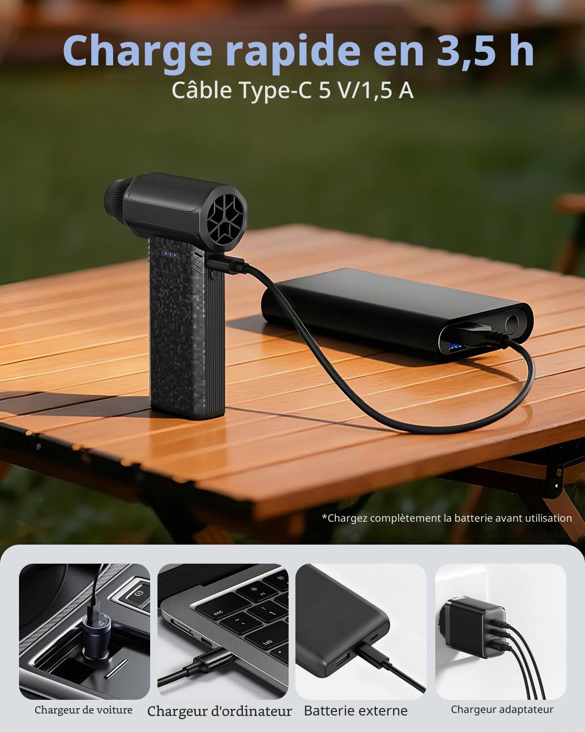 COSANO X113 Souffleur d'air électrique 110 000 tr/min – Dépoussiérant rechargeable 2× 2500mAh, moteur 120W et 3 vitesses réglables, USB-C, alternative aux bombes d'air comprimé pour PC, clavier