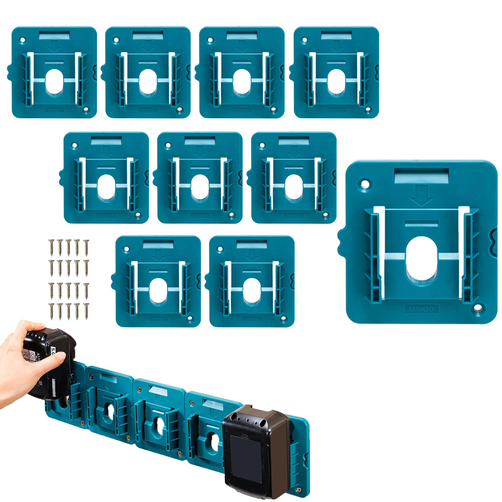 (5 Pack) Battery Holder Fit for Makita 18V Battery, Wall Mount Batteries Storage Organizer for Work Van, Shelf, Toolbox for BL1860 for BL1850 for BL1840 BL1830 BL1860 BL1850 BL1840