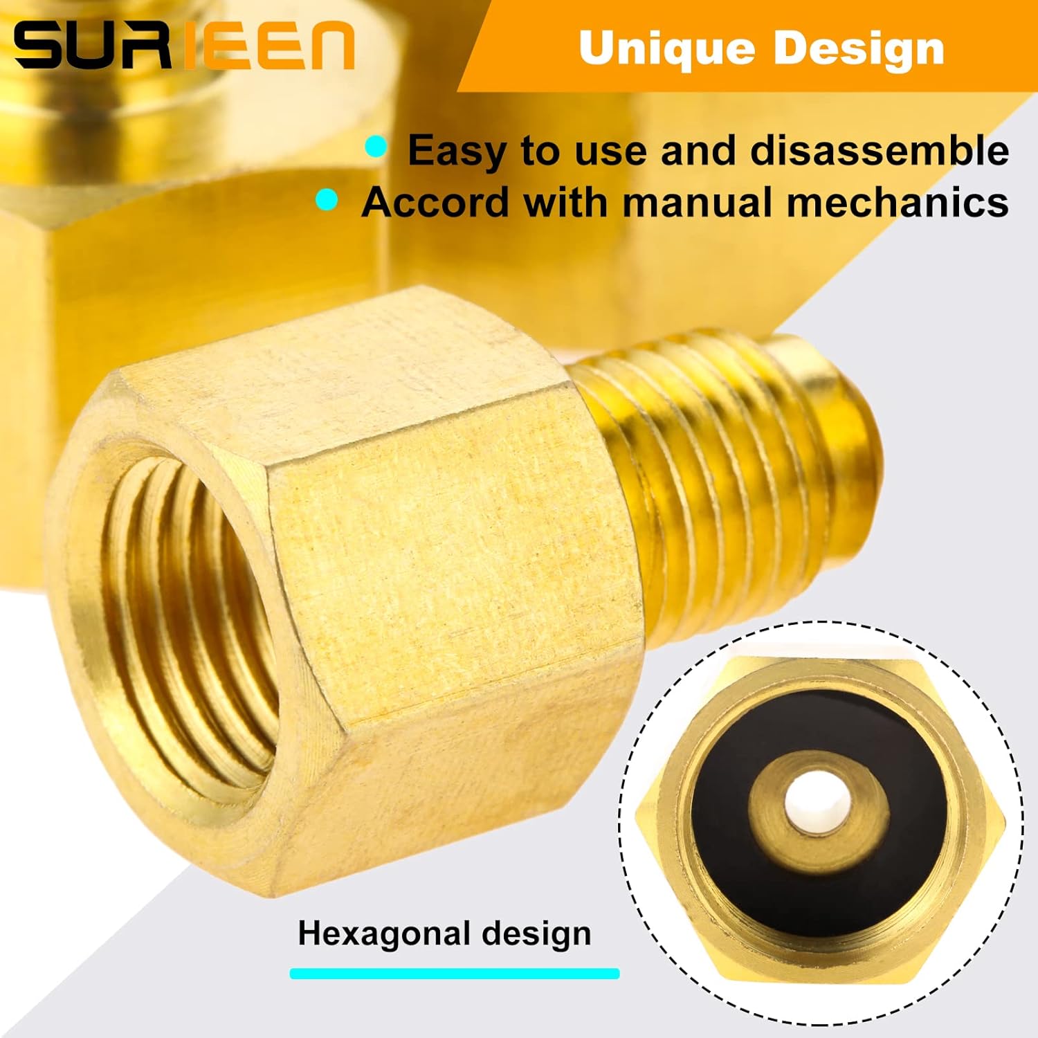 4PCS Brass Pipe Fitting, Reducing Adaptor 1/4" SAE Male to 1/2" 1/4" 3/4" 5/8" Female Pipe Adapter Brass Reducing Adaptor, Pipe Reducer for Air Conditioner A/C Refrigeration