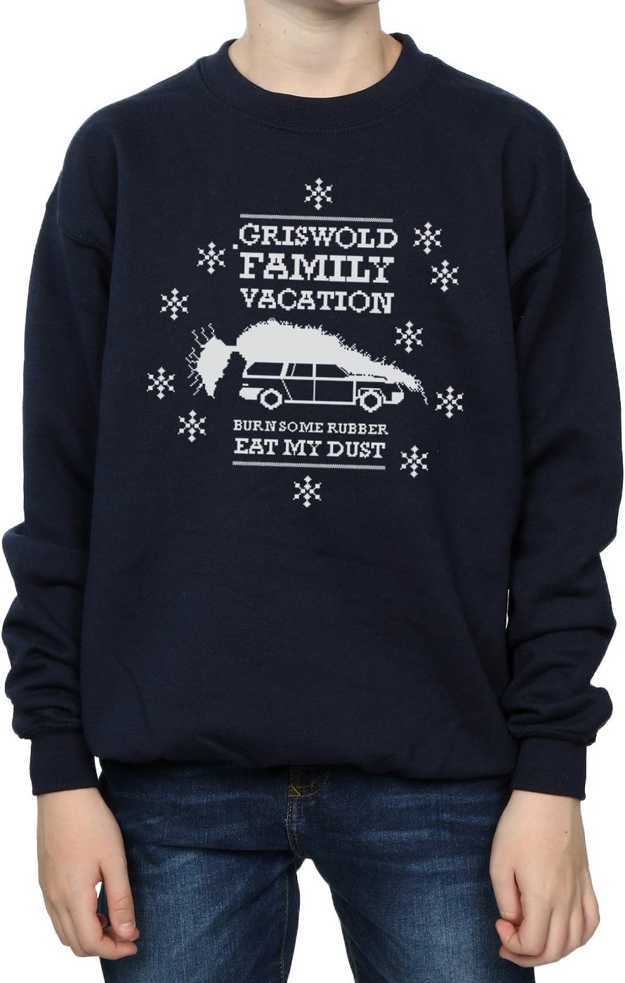 National Lampoon's Christmas Vacation Boys Eat My Dust Sweatshirt 7-8 Years Navy Blue