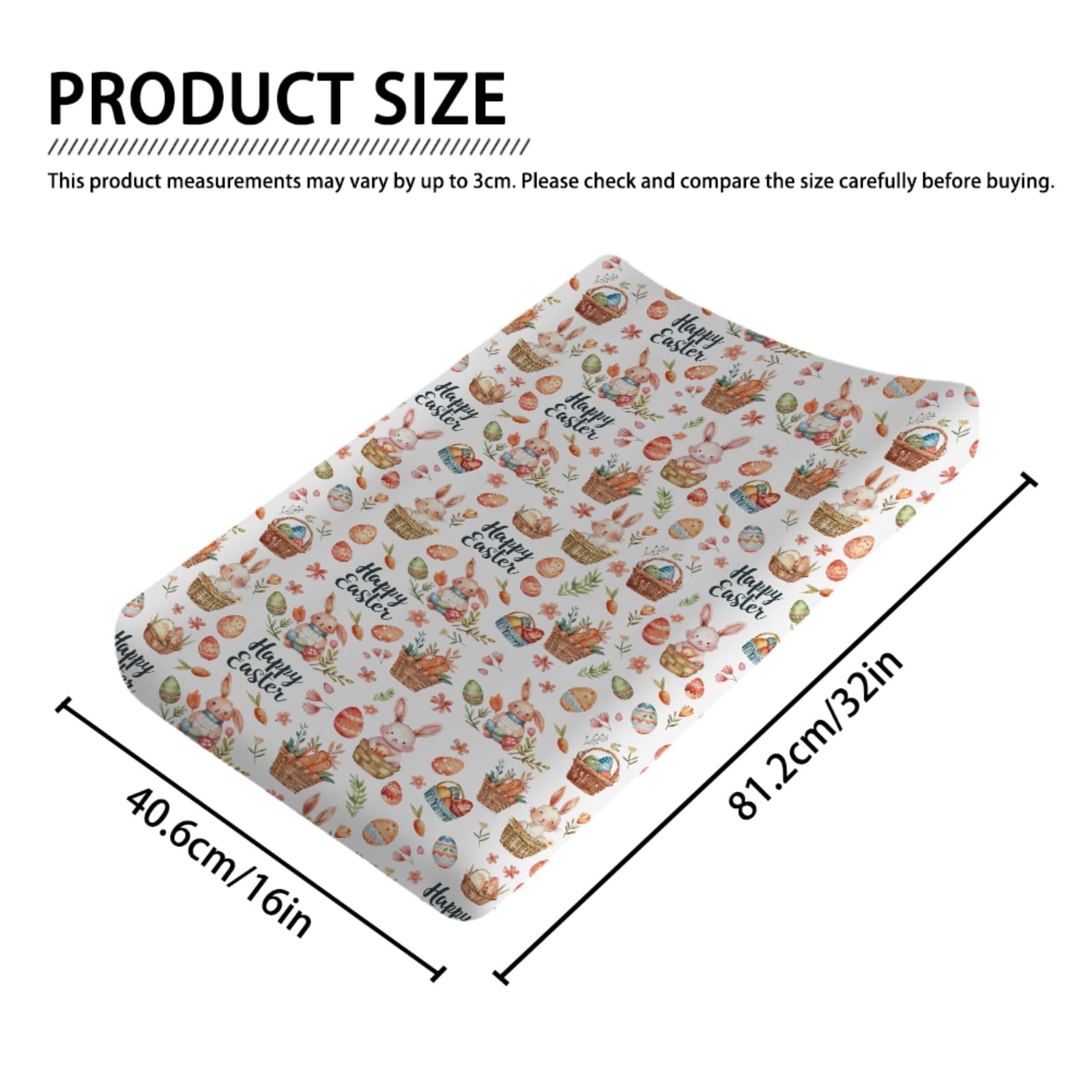 Easter Rabbits Baby Changing Pad Covers,Unisex Easter Bunnies Eggs Changing Pad Cover for Baby Girls Boys,Comfortable Breathable Changing Table Covers,Polyester Easy Care Diaper Changing Pad Covers