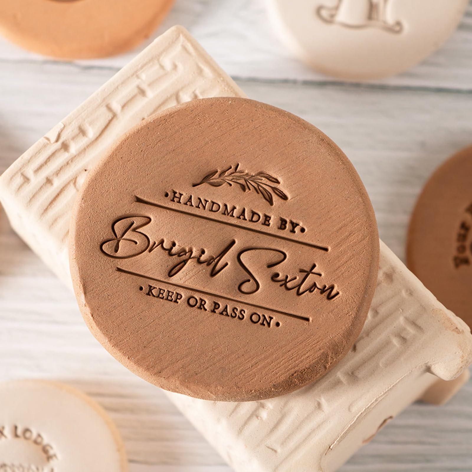 Custom Pottery Stamps for Clay, Personalized Pottery Stamp, Make Your Own Design Clay Stamp,Customized Letter Stamps for Clay,Creat Unique Imprints in Clay Pottery-2 Inches