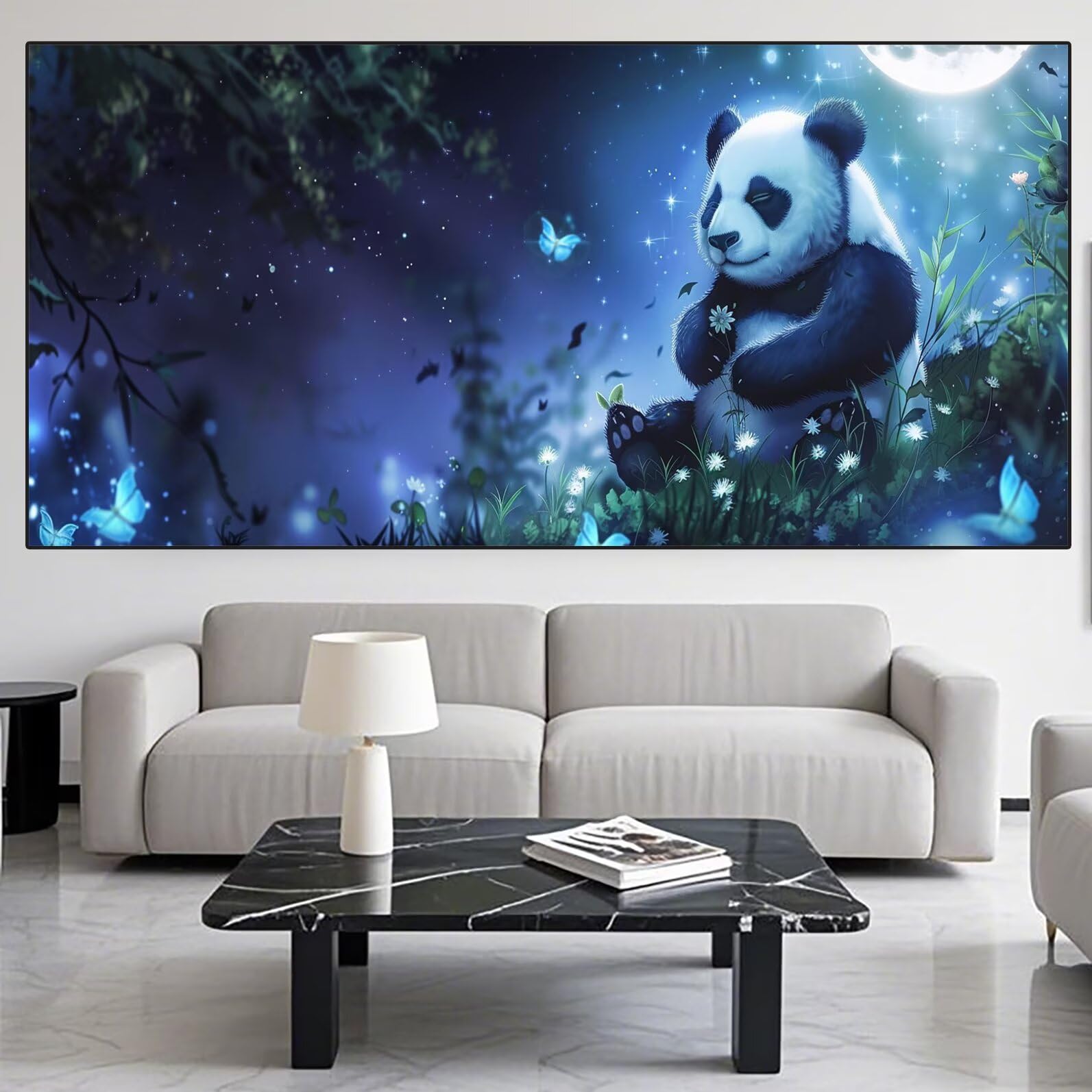 Panda Diamond Art Moon Diamond Painting Arts and Crafts dla dorosłych, zestawy do malowania diamentami 5D, dorosłych, Crysta, haft krzyżykowy, zestaw do haftowania dla początkujących, dekoracja