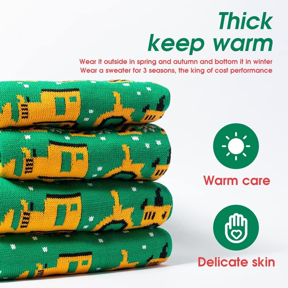 Rocksir Dziecięcy sweter z dzianiny z kreskówki, zimowy świąteczny sweter z okrągłym dekoltem dla malucha