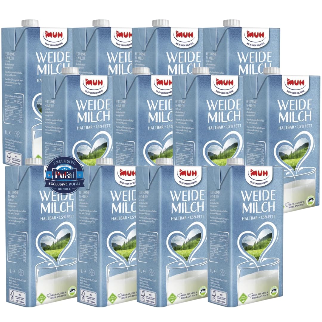 PUFAI Bundle – MUH H-Weidemilch 1,5% Fett – 12 l | Haltbar & vielseitig einsetzbar