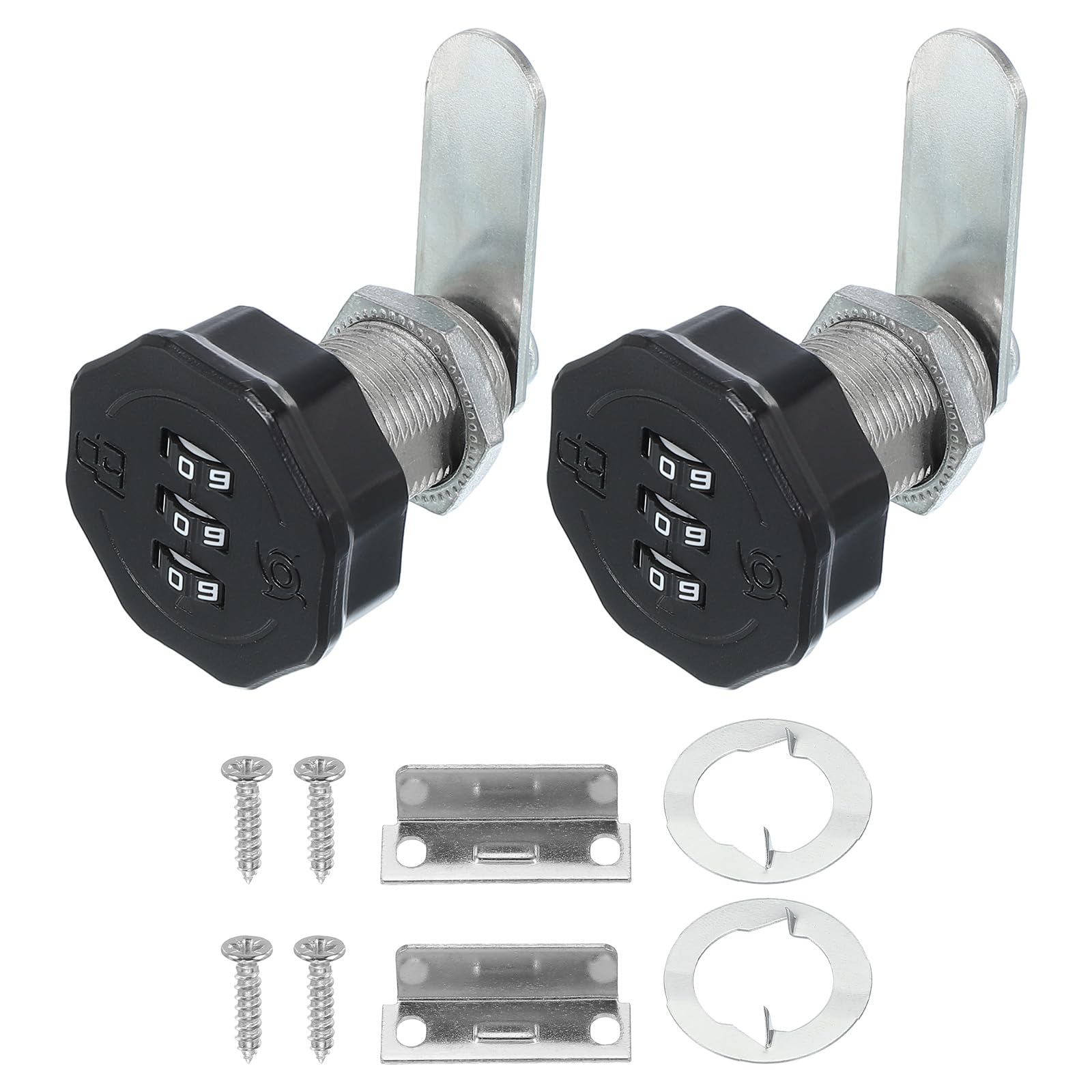 PATIKIL Combination Cam Lock 2 Pcs Zinc Alloy Keyless 3-Digit Password File Cabinet Lock 1" Cylinder Chrome Finish Security Lock with Screw for Drawer Cupboard Black