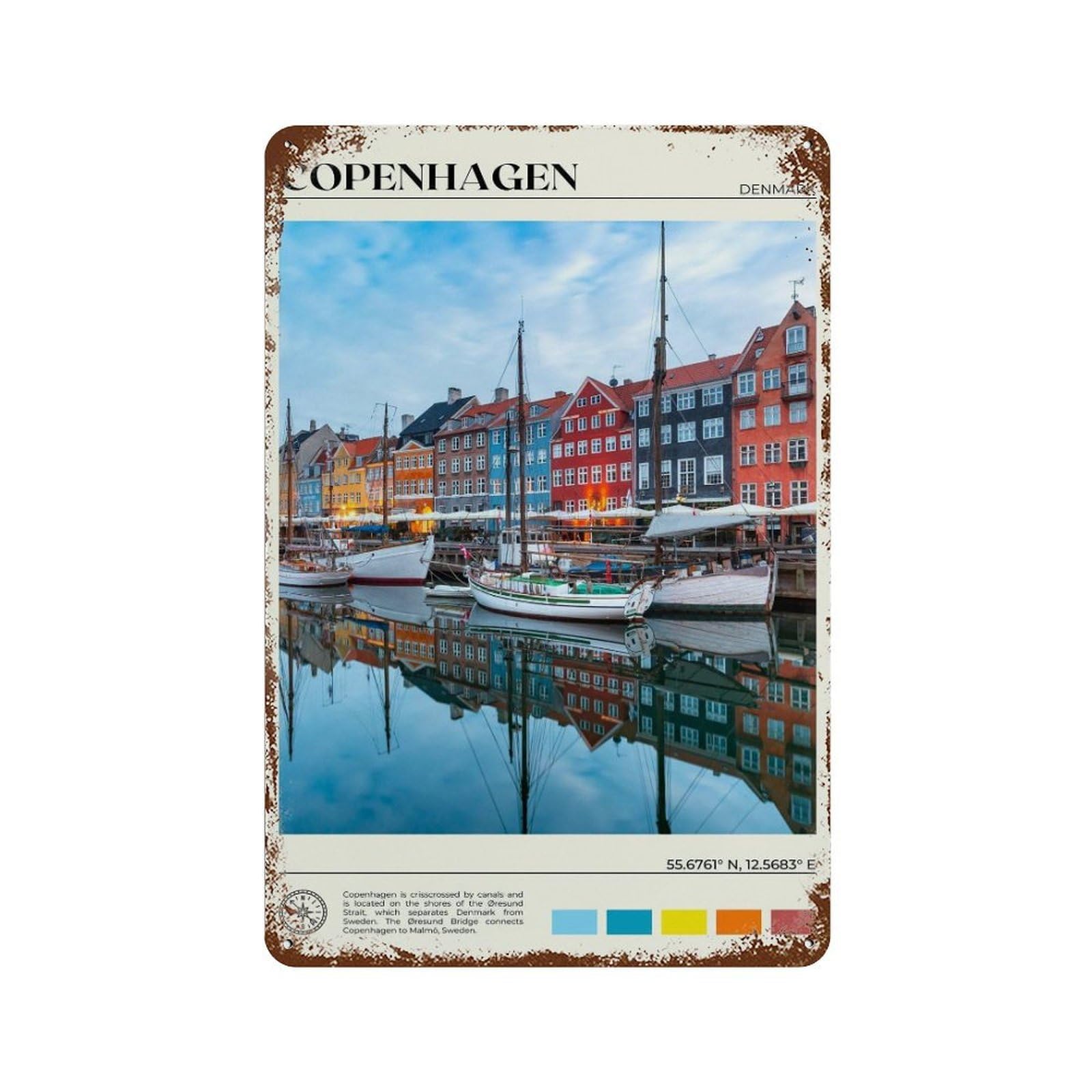 xiaoxiaoshen Real Photo Copenhagen Decor Wall Decor Art Metal Tin Poster Modern Home Decor Art Home Bar Shop Decorations Vintage Sign 30x20cm