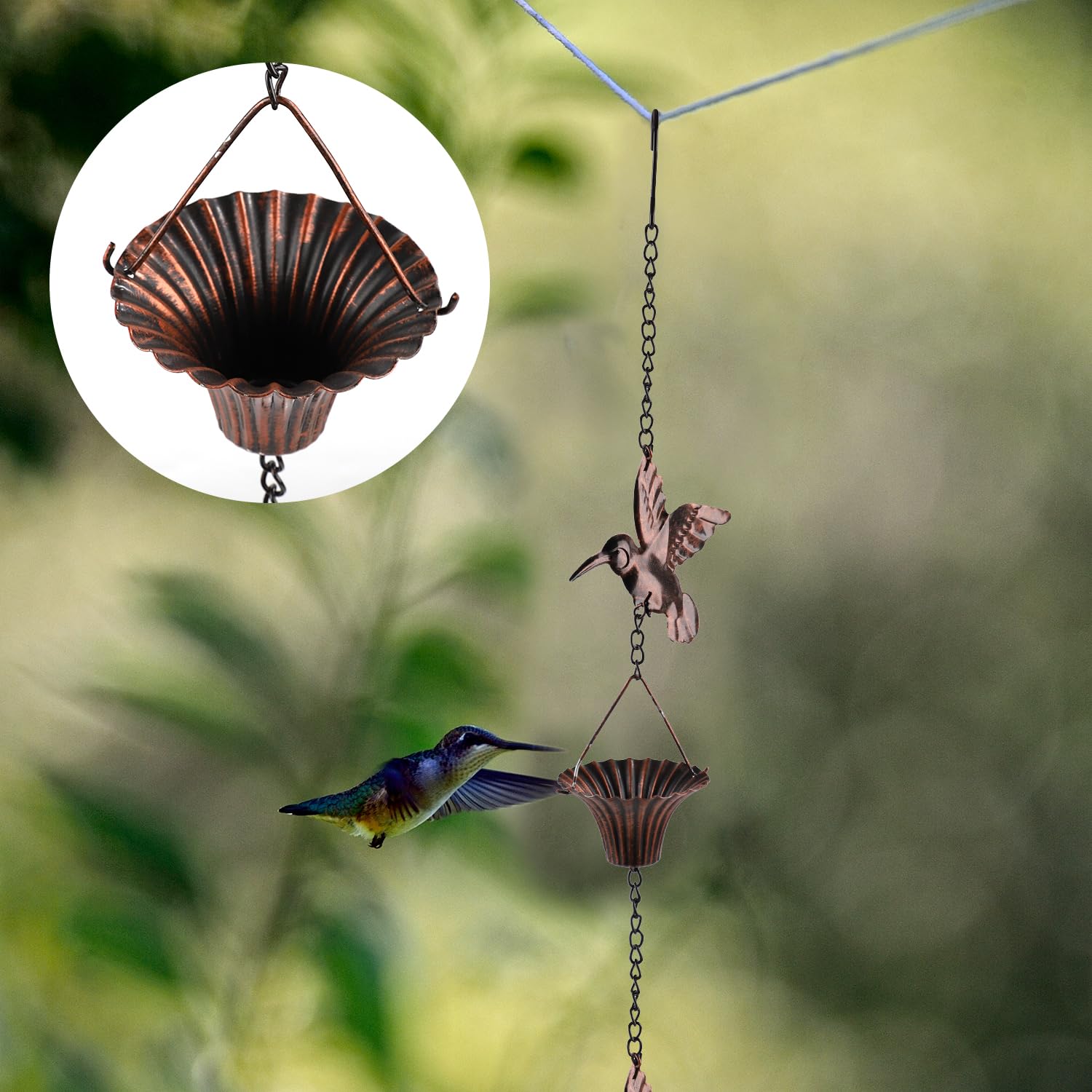 SHEIGUANNI Vintage Bird Rain Chain Rainwater Catcher Easy To Install