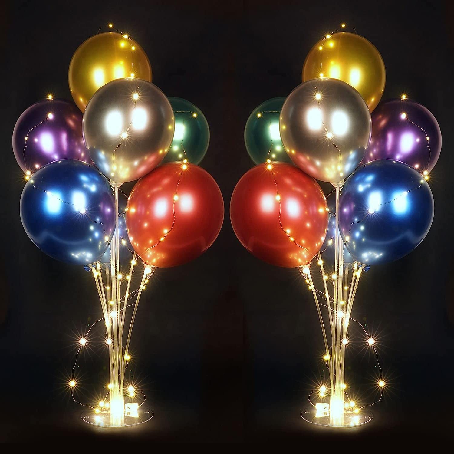 Kit Supporto Palloncini Da Tavolo - 2 Base Con 16 Palloncini E Luci, Decorazione Compleanno, Matrimonio, Feste - Foto 11