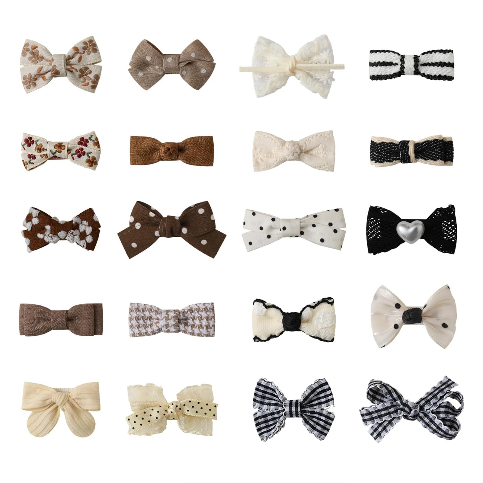 20 Pcs Baby Hair Clips Set 2'' Toddler Girl Hair Bows Fully Covered Barrettes Infant Tiny Hair Accessories For Babies Kids Fine Hair