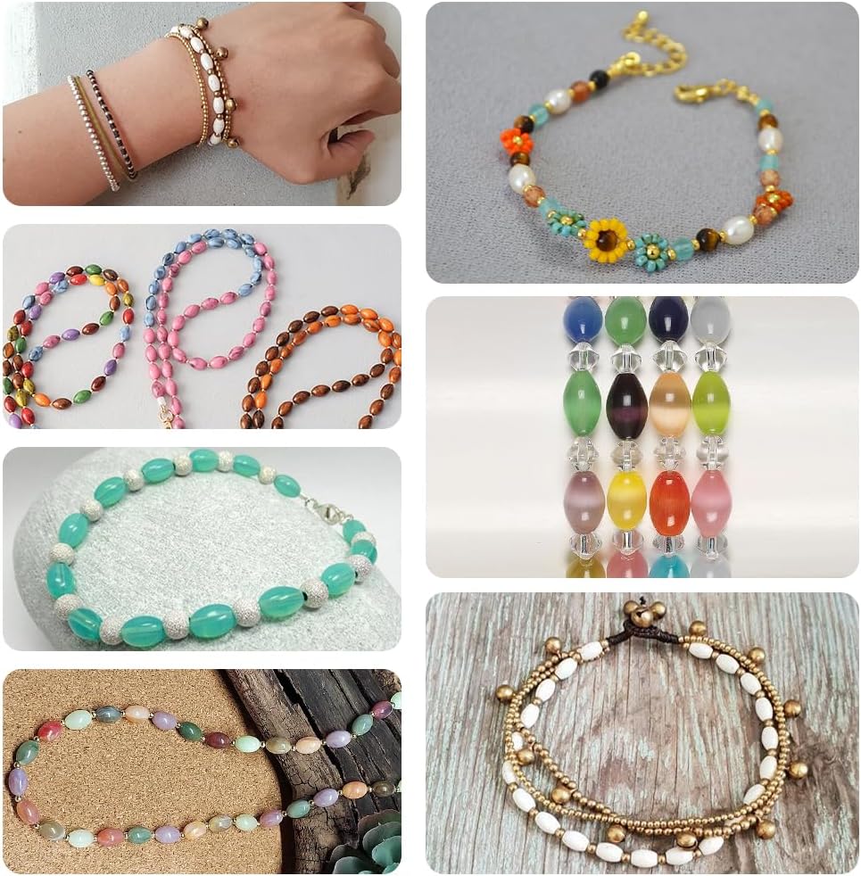 1 Box 500PCS Oval Rice Shaped Seed Beads with Round Holes Pink Green Blue Yellow Assorted Rices Shape Spacer Loose Bead Charm Bulk for Jewelry Making Necklaces Bracelets DIY Craft Supplies - Image 5