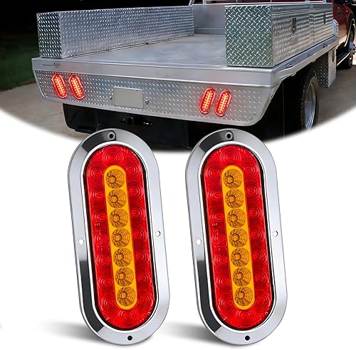 Miniatura 20 de Nilight - TL-08 - Luces traseras LED ovaladas de 6 pulgadas, color ámbar, 2 unidades, 10 LED con ojales de montaje empotrado, enchufes IP67, señales