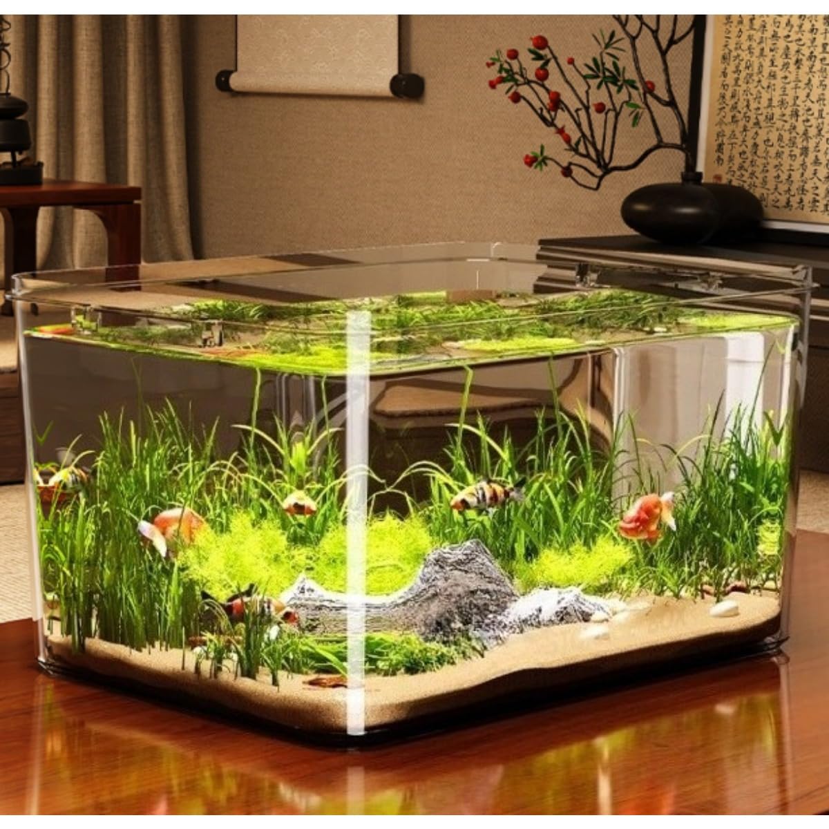 Amazon | [FILWY] 透明アクリル角型水槽 ガラス調 プラスチック製 小型