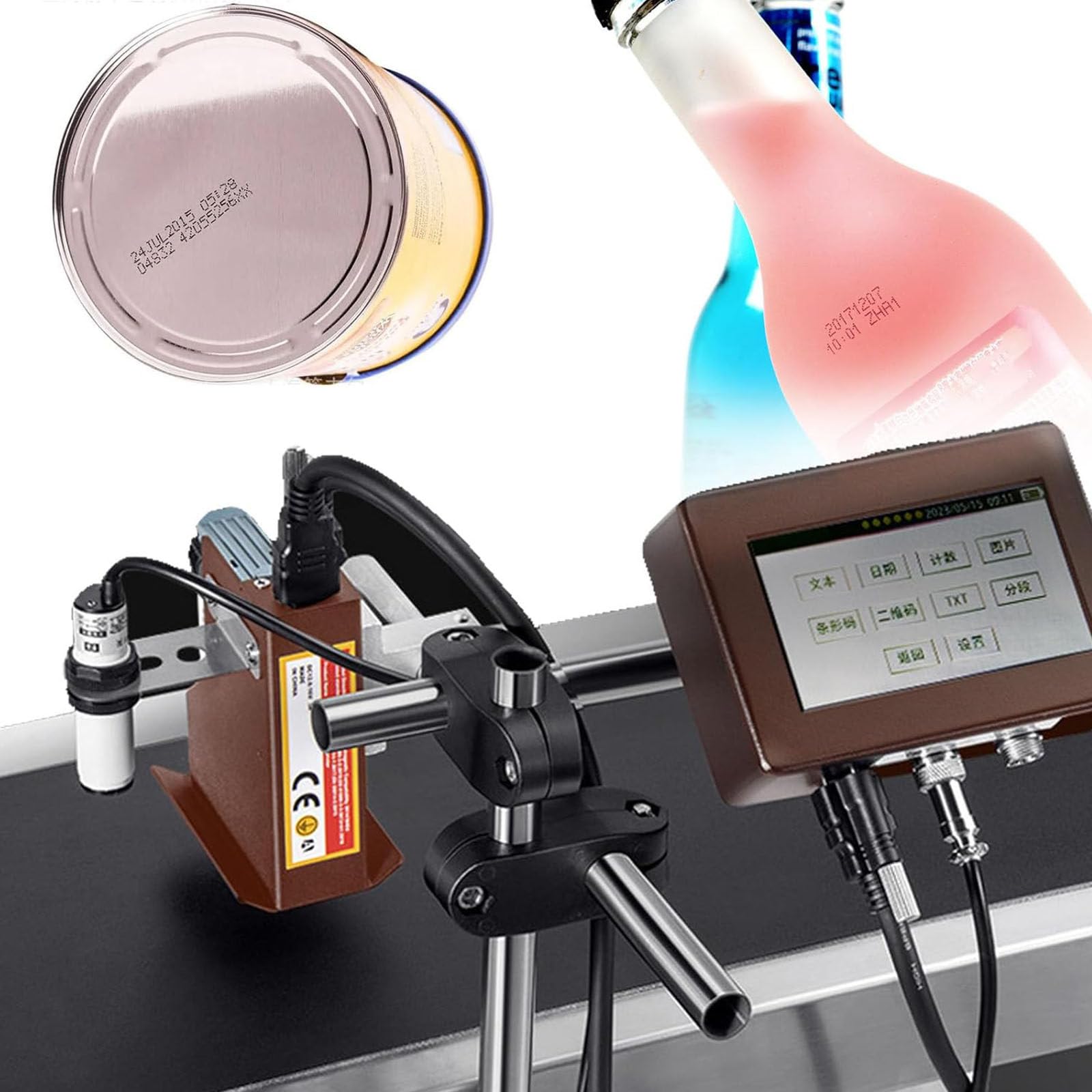 SENJINGHUA Date Coding Machine,Portable Smart Printer,Commercial Automatic Coding Machine,Inkjet Coder,Date Coder,12.7 Mm/25.4 Mm Online Inkjet Coder with Touch Screen 25.4mm