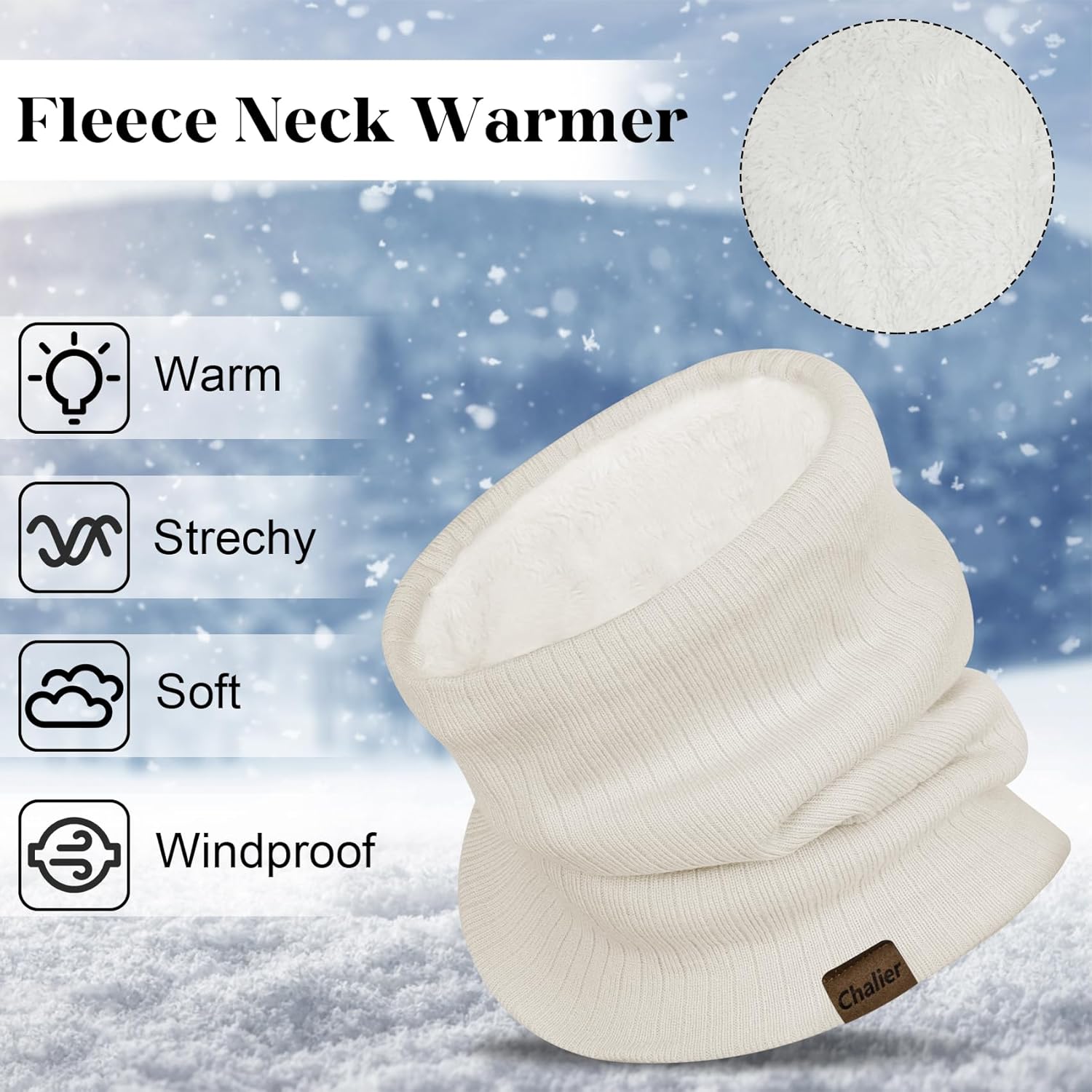 Chalier 3 Pack Neck Warmer for Women Cold Weather Knit Winter Scarf Thick Infinity Neck Gaiter for Men Women - Image 3